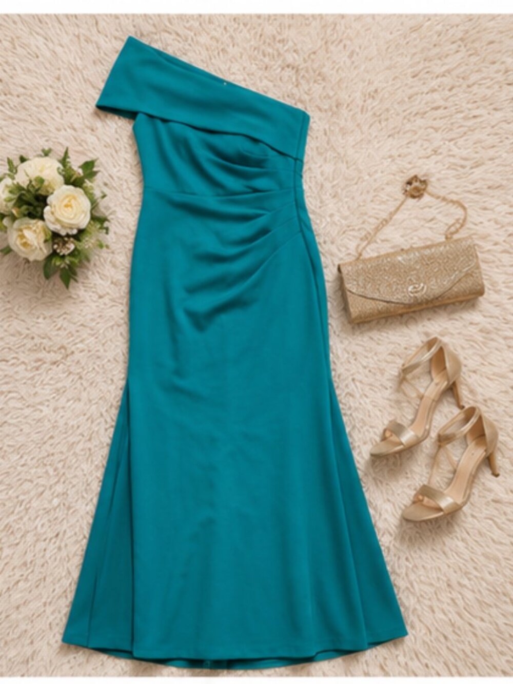 Eliza J Jade One Shoulder Side Gathered Evening Gown 20W NWT